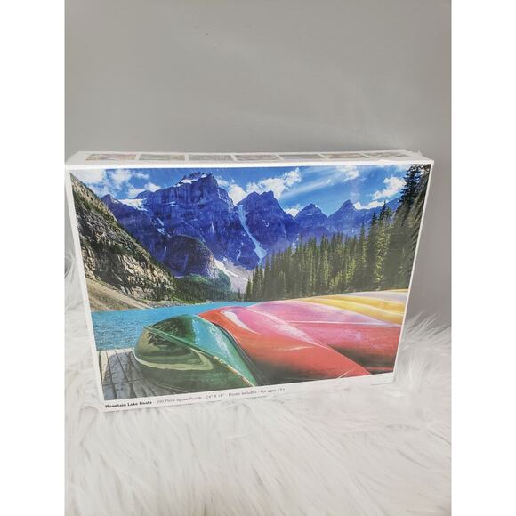 NEW Mountain Lake‎ Boats - 1000 Piece Jigsaw Puzzle Colorful House Water Rainbow - Picture 4 of 10